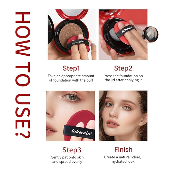 Flawless Glass Skin with Cushion Foundation - Long-lasting, Beige, ) 18g