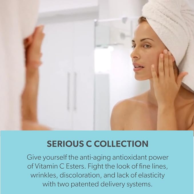 Serious Skincare Vitamin C Anti-Aging Facial Serum with Hydrolyzed Collagen - For Plump, Hydrated Skin - Brightening C3 Plasma Conditioner for Reducing Dark Spots, Fine Lines & Wrinkles 1 Fl Oz