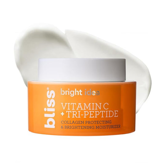 Bliss Vitamin C + Tri-Peptide Brightening Moisturizer | Squalane & Hydration Boosters | Anti-Aging Face Cream for Collagen and Elasticity | Clean Vegan & Cruelty Free 1.7 fl oz