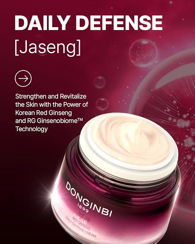 Donginbi Red Ginseng Daily Defense Cream - Firming Cream for Loose Skin, Face Moisturizer for Skin Barrier Repair, Korean Red Ginseng, Skin Care Gifts for Women, 0.8 floz / 25 ml