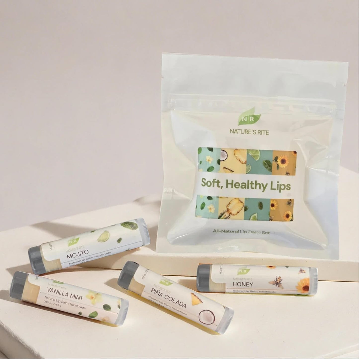 Handmade Lip Balm Set – 4 Natural Flavors – Deep Moisture for Soft, Hydrated Lips – All-Natural Ingredients – Perfect for Daily Care