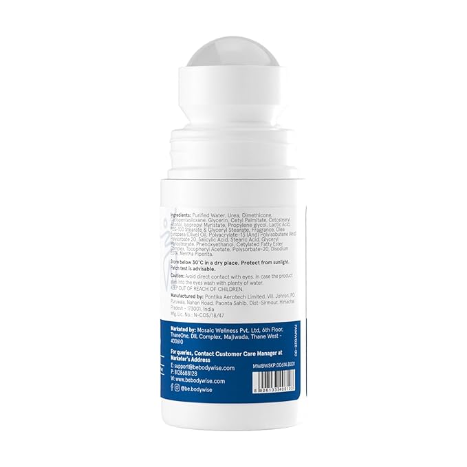 Be Bodywise 20% Urea Foot Cream Roll On 50ml | For Dry & Cracked Heels | With 2% Lactic Acid, Olive Oil & Vitamin E | Helps Repair and Moisturise Cracked Heels