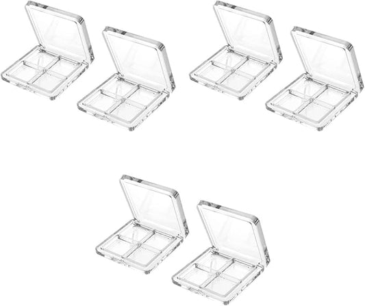 Beaupretty 6 Pieces Empty Eyeshadow Pallet 4 Grids