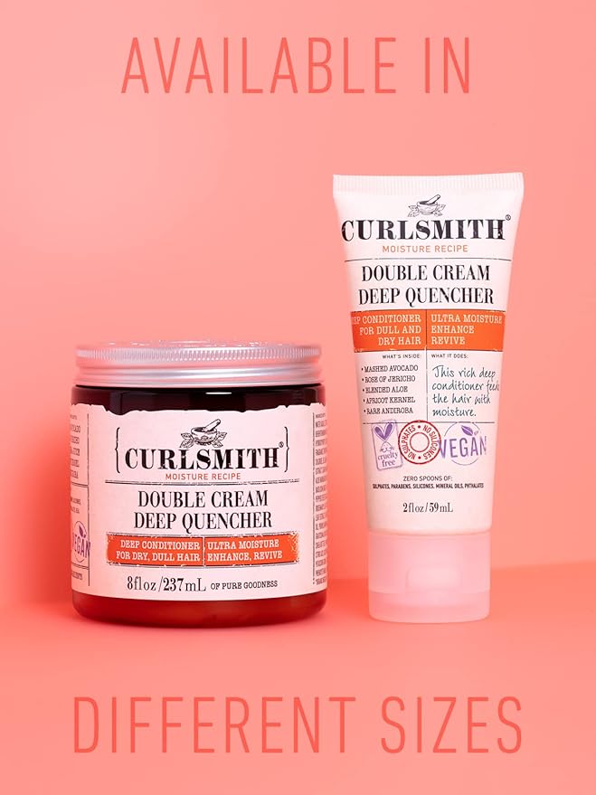CURLSMITH - Double Cream Deep Quencher - Vegan Moisturising Deep Conditioner for Ultra Dry, Wavy, Curly or Coily Hair (2oz)