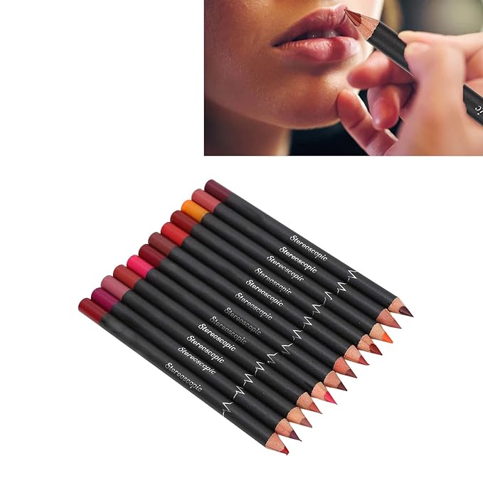 12Pcs Lip Liner Contour Pencil, Waterproof Lip Liner Contour Pencil Waterproof Matte Lipstick Set for Beauty Lovers Lipstick Pencil Makeup Tool Set Lip Contour Pencil Matte Lipstic