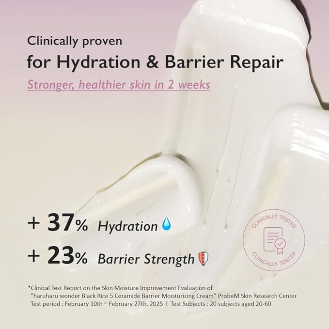 HARUHARU wonder Black Rice 5 Ceramide Barrier Moisturizing Cream, Daily Skin Barrier Care, Long-Lasting Hydration, Soothing & Nourishing, Ceramide Capsules, Korean Skincare, 1.69 fl.oz