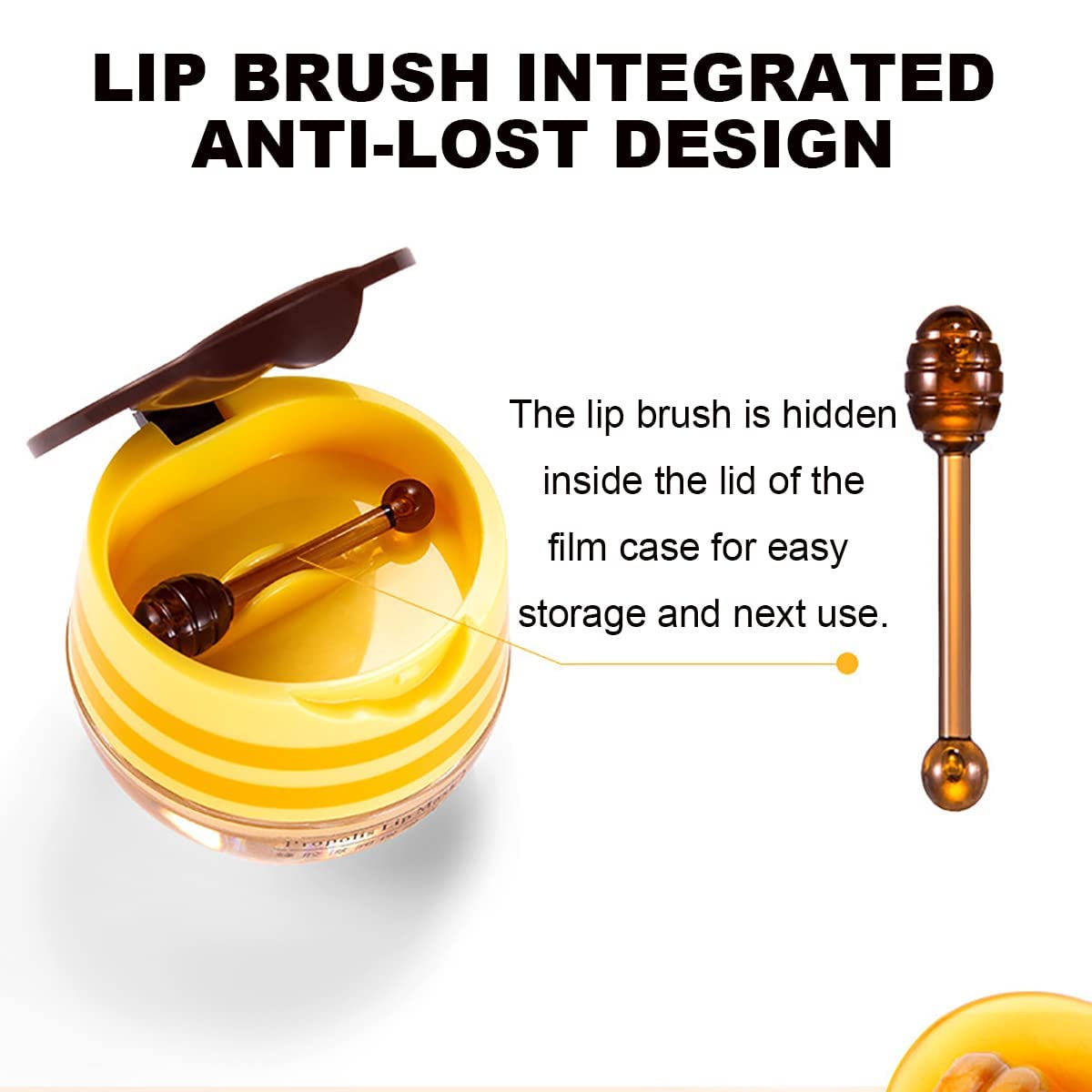 2PCS Honey Lip Balm, Vitamin E Moisturizing Propolis Sleeping Lip Mask, Effective Reduces Lip Lines Prevention Dry and Cracked Lip Scrubs Exfoliator Smoothing Dry Lip Care