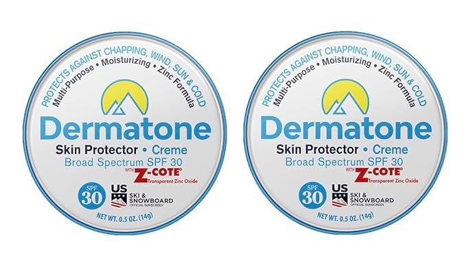 Dermatone Skin Protection Balm w/Zinc SPF 30 | Moisturizing Creme | Heals & Repairs Dry Skin | Advanved Therapy Lips and Face Repair| 2-Pack, 0.5 oz tins
