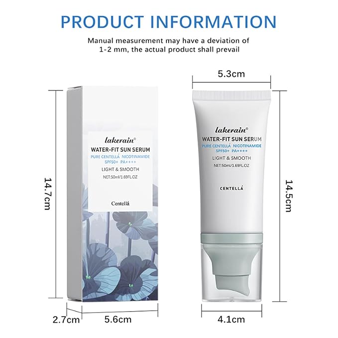 2PCS Centella Sunscreen SPF 50 - Long-Lasting Protection - No White Cast - Moisturizing & Non-Greasy - Centella Madagascar Sunscreen - Hyalu Cica Water-fit Sun Serum 50 ML for Face Body
