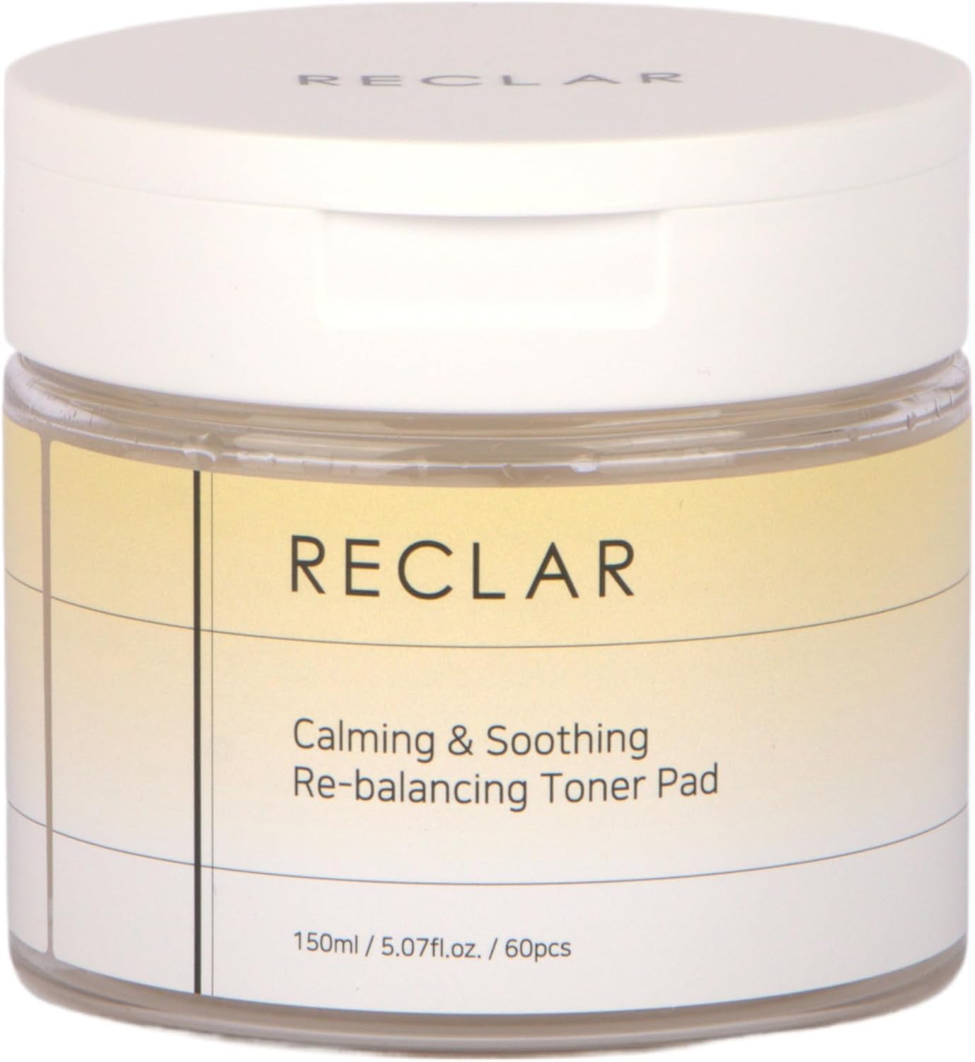 Reclar Calming & Soothing Re-Balancing Toner Pad 150ml, 60 Count, Korean Skincare, Exfoliating, Aloe, Hydrating