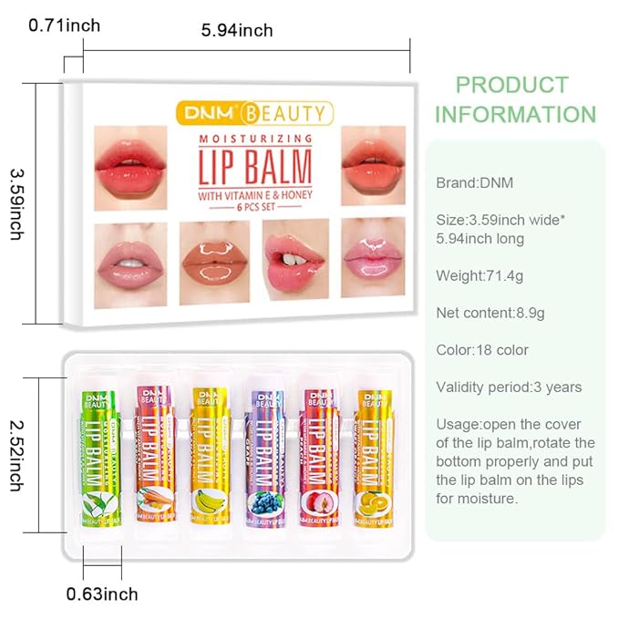 evpct 6Pcs Classic Fruit Flavour Flavored Moisturizing
