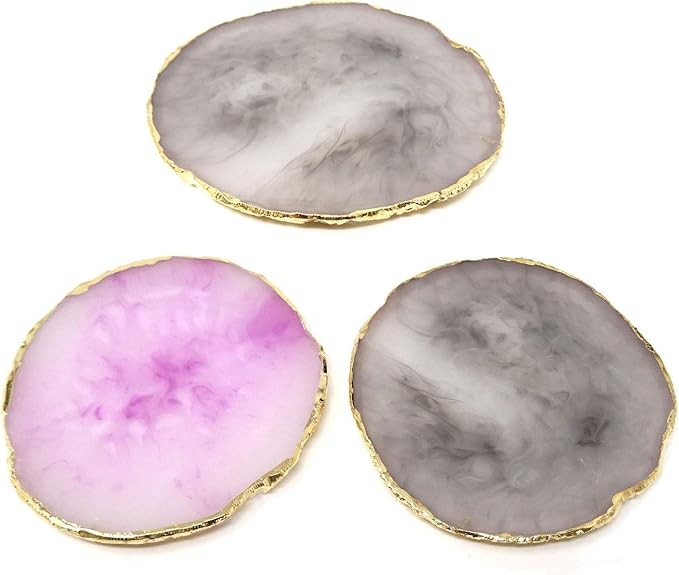 Honbay 2PCS Golden Edge Resin Nail Art Palettes