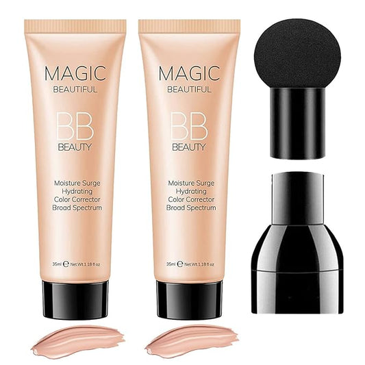 2 Pcs BB Cream Full Coverage Foundation,Hydrating Natural skin tone)