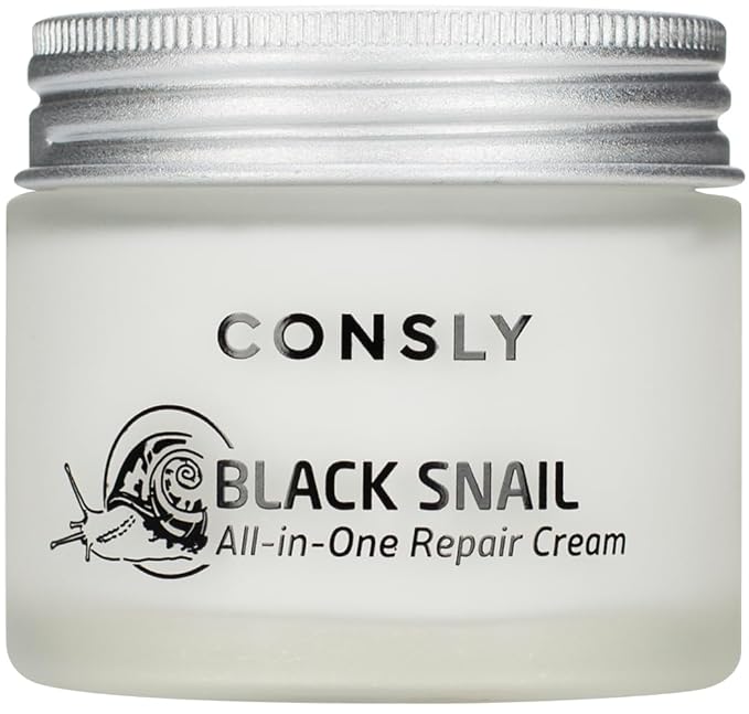 CONSLY_Black Snail All-In-One Repair Cream, Regenerating Moisturizer, Reduces Wrinkles, Improves Texture, Deeply Hydrating, For All Skin Types, 70ml