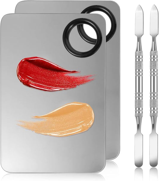 4 in 2 Set Makeup Mixing Palette, Stainless Mixing