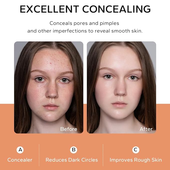 Hydrating Concealer, Lightweight Full Coverage Concealer for Dark Oz (102#)