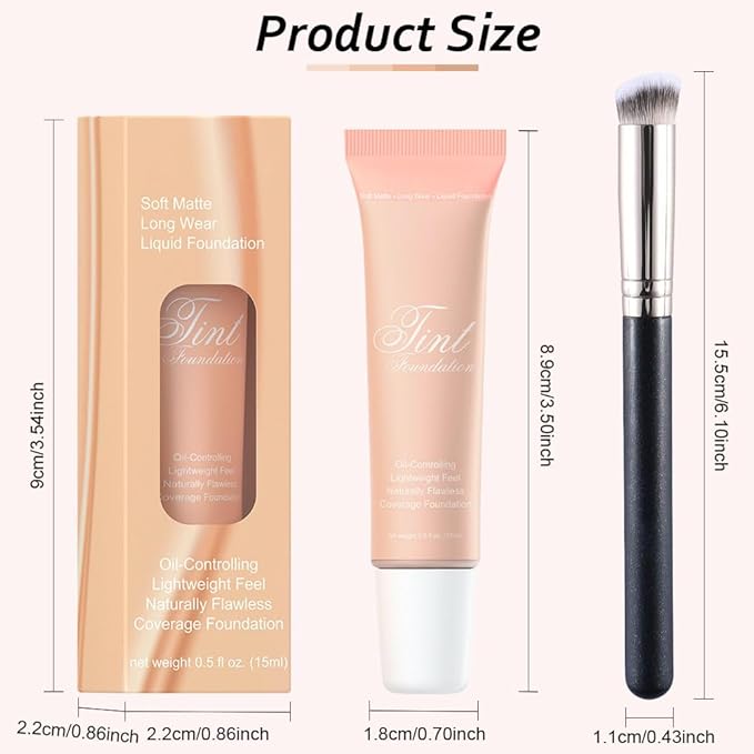 2 Pack Liquid Foundation Cream with Foundation Brush