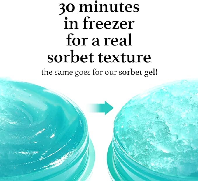 Ice Sorbet Toner Pads | Skin Prep Wipes for Puffiness, Under Eye Bags & Instant Face Lift | Gel Pads for Sunburn Relief & After Sun with 30% Glacier Water & Caffeine | 7.43 Fl Oz / 60 Count