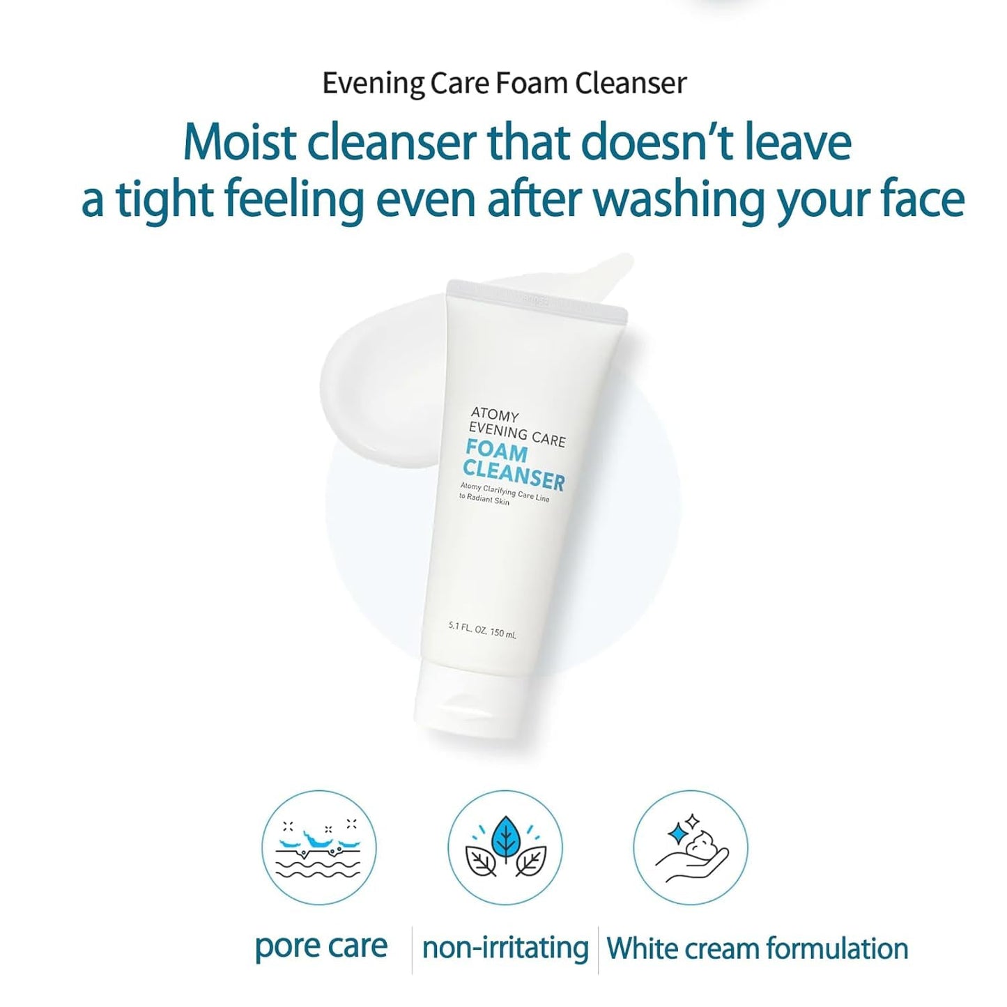 SUDIVA Evening Care Foam Cleanser 5.1 fl oz (150g) – Korean Daily Face Wash for Deep Cleansing, Gentle Skincare Routine