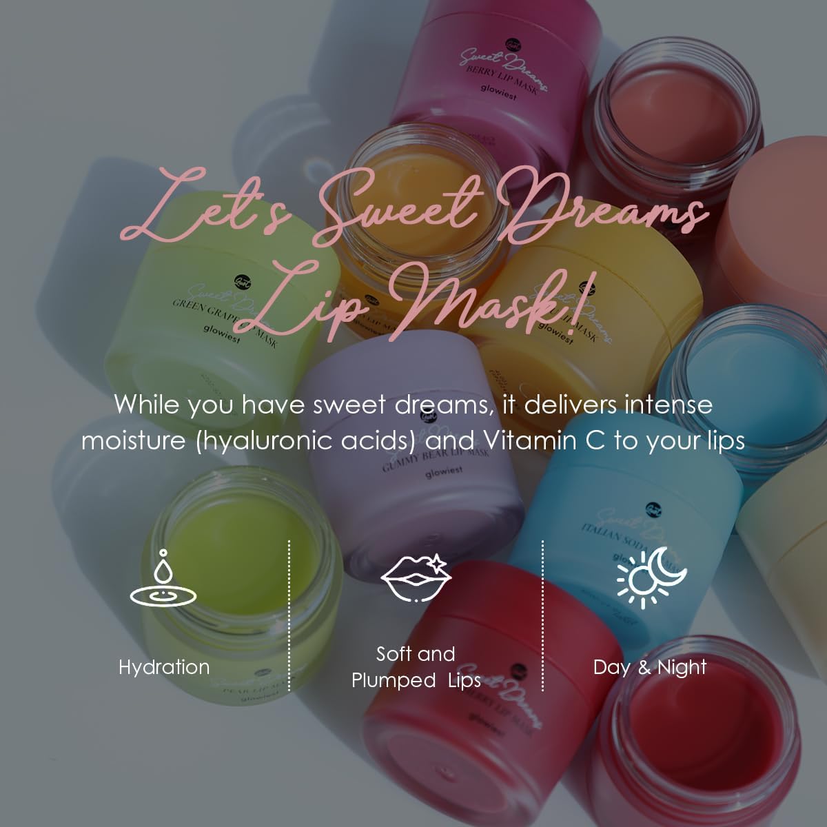 glowiest Sweet Dreams Overnight Lip Mask- Nourishing, Plumping and Hydrating Lip Balm | glowiest Sweet Dreams Lip Sleeping Mask | Hyaluronic Acids+Vitamin C+Shea Butter+Antioxidants l Vanilla