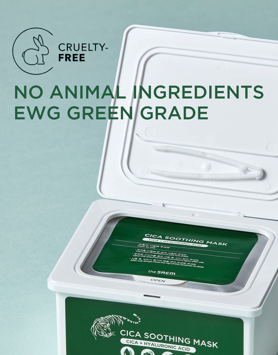 THESAEM Cica Soothing Mask 30ea - Daily Calming Facial Mask Sheet - Centella Asiatica, Hyaluronic Acid, and Panthenol - Moisturizing Essence with Vegan Sheet - Korean Skincare