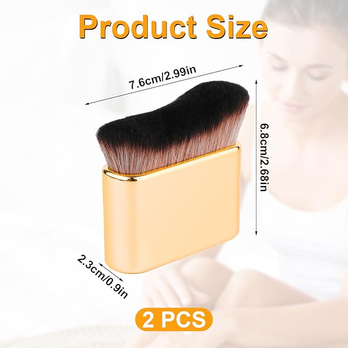 2pcs Self Tanning Brushes, Soft Bristles Body Makeup Brush Liquid Foundation Self Tan Blending Brush Tanning Brush Applicator for Face Body (Gold)