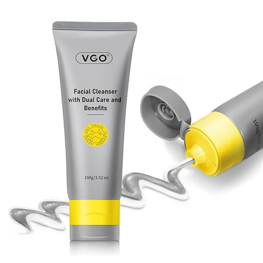 VGO Facial Cleanser, Daily Face Wash for Oily Skin Dual Tube Design Blackhead Removal Facial Cleanser, for Double Cleansing,with Hyaluronic Acid + Glycerin
