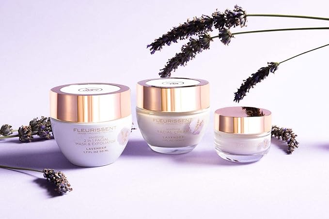 Fleurissent Soothing Facial Cream with Lavender – Long-Lasting Hydration, 6-Flower Fusion, Antioxidant-Rich Botanicals, Supports Smooth & Healthy-Looking Skin, Nourishing & Moisturizing, 0.5FLOZ(15ML)