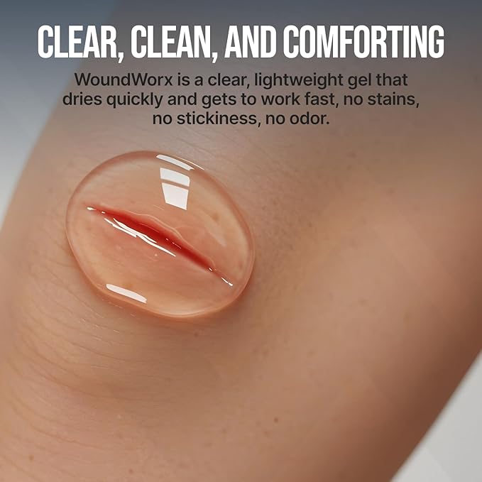 WoundWorx Antibacterial Wound Dressing Gel for Burns, Abrasions, Cuts, Ulcers, Surgical Sites - Non-Toxic, Unscented - Patented NanoSilver Technology - Infection Control - 1.5oz Tube