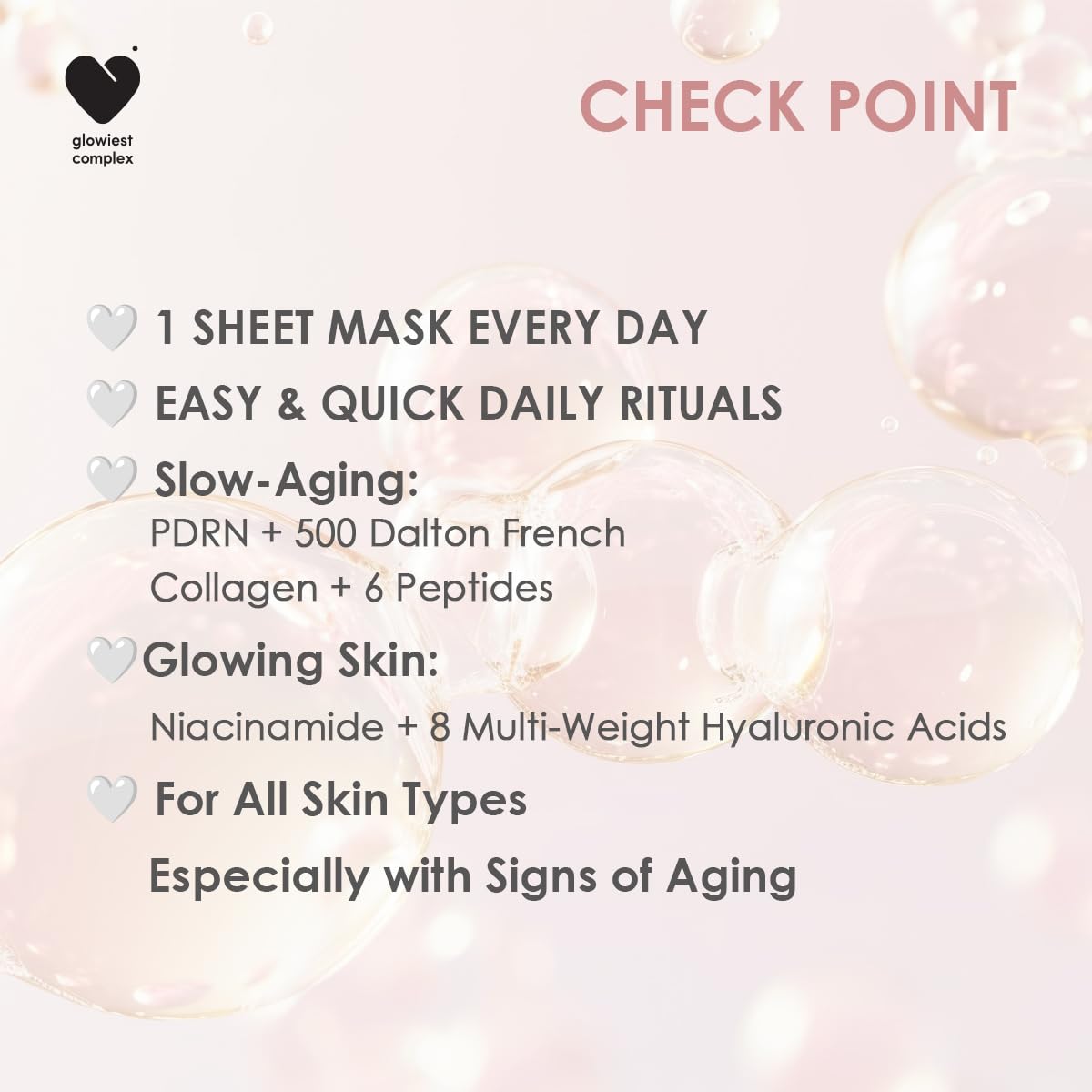 glowiest DREAM GLOW BEAUTY MASK (30ea) (Collagen + Salmon PDRN Daily Sheet Mask) – Korean Skincare Face Mask for Anti-Aging, Hydrating & Brightening, K-Beauty Facial Mask with Marine Collagen & PDRN