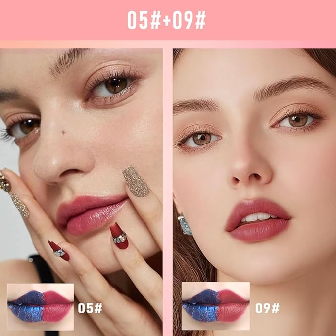 2Pcs Matte Lip Stain Wipe Off Masque - Peel Off Lip Stain Tattoo, All Day Peel Off Lip Tint,Long Lasting Lip Mask,Waterproof Transfer-proof Lip Liner Peel Off Lip Gloss,Stay Lip Makeup 05+09