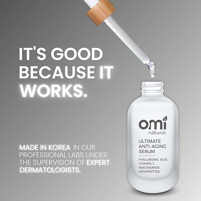 OMI Natural-Total Package Serum-All-in-One-Vitamin C-Hyaluronic Acid-Acetyl Hexapeptide-8-Niacinamide Serum-Argireline-Botox in a Bottle and Pore Minimizer for Face- For All Skin Types-50ml