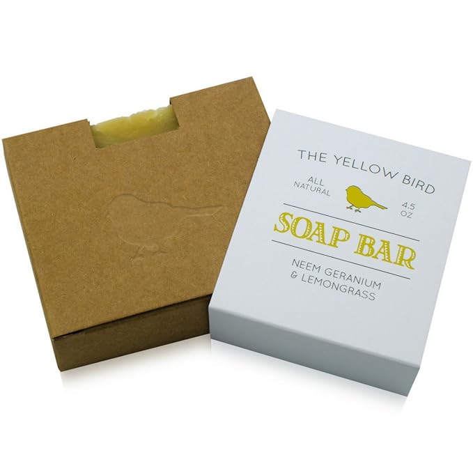 The Yellow Bird Natural Neem Soap Bar for Face & Body. Handmade, Gentle, Deep Cleasning, Organic Ingredients for Sensitive Skin