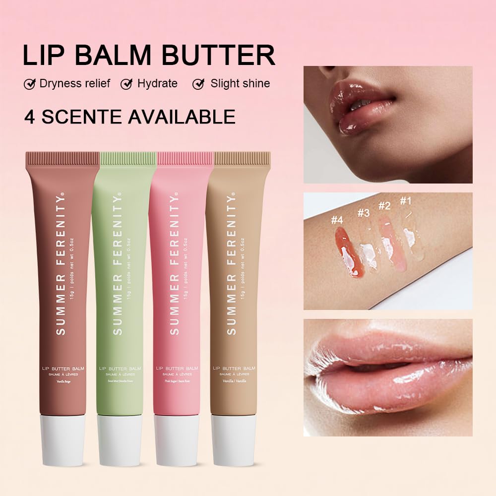 Summer Tinted Lip Butter Balm - Conditioning Lip Mask,Ultra-Hydrating,Instant Moisture, Shine,Hydration - Sheer-Tinted,Soothing Lip Care - Pink Sugar (0.5 Oz)