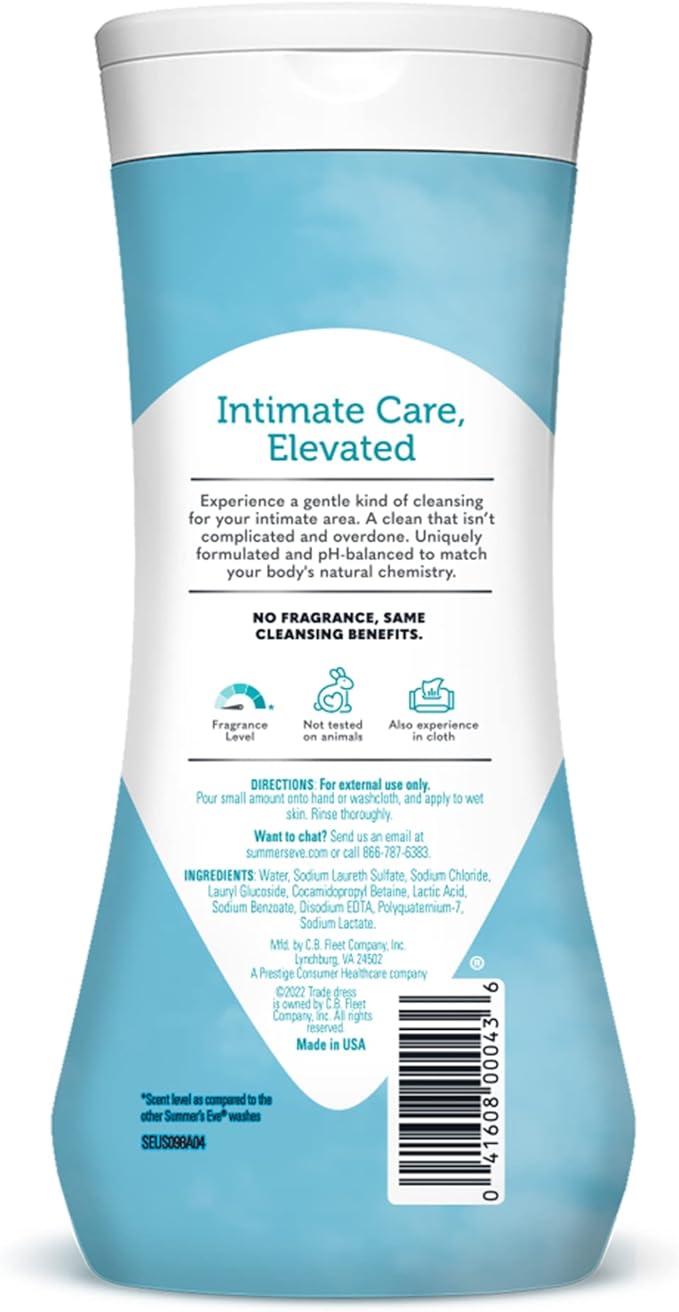 Summer's Eve Fragrance Free Gentle Daily All Over Feminine Body Wash, Removes Odor, Feminine Wash pH Balanced, 15 fl oz, 3 Pack