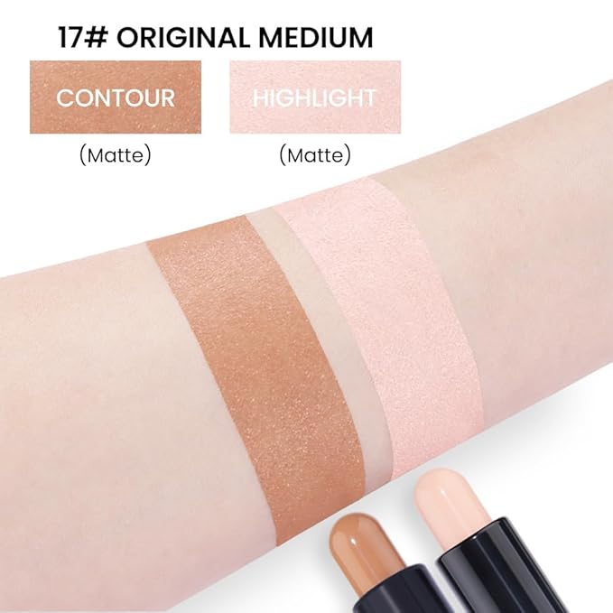 Kaely 2in1 Cream Bronzer Highlighter Stick,Face Shaping Contouring Shades Makeup,17