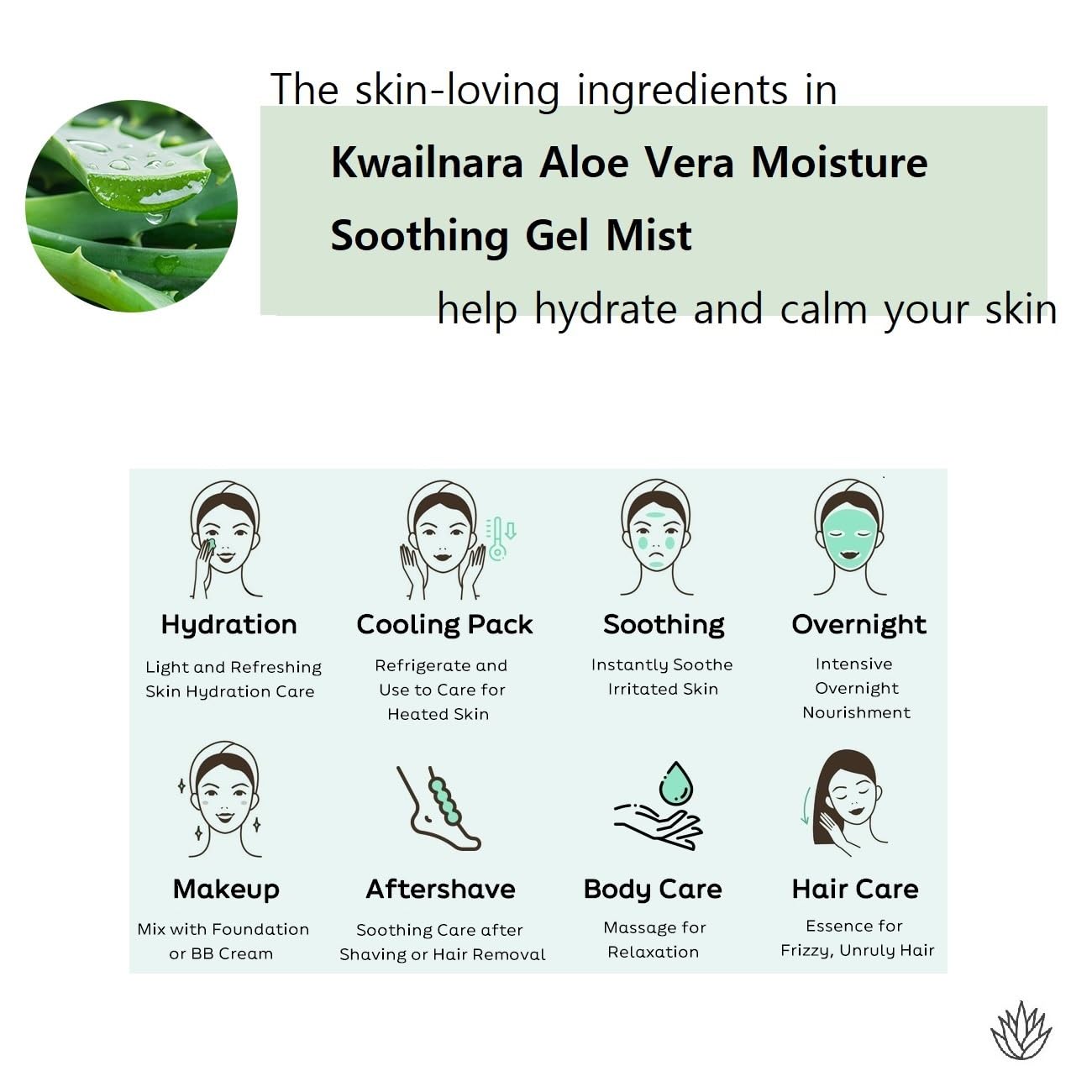 jNE California Grown Aloe Vera Soothing Gel Water | 4.23 Fl oz | 95% Pure | All-in-One for Face, Body, Hand, Hair | Korean Skin Care