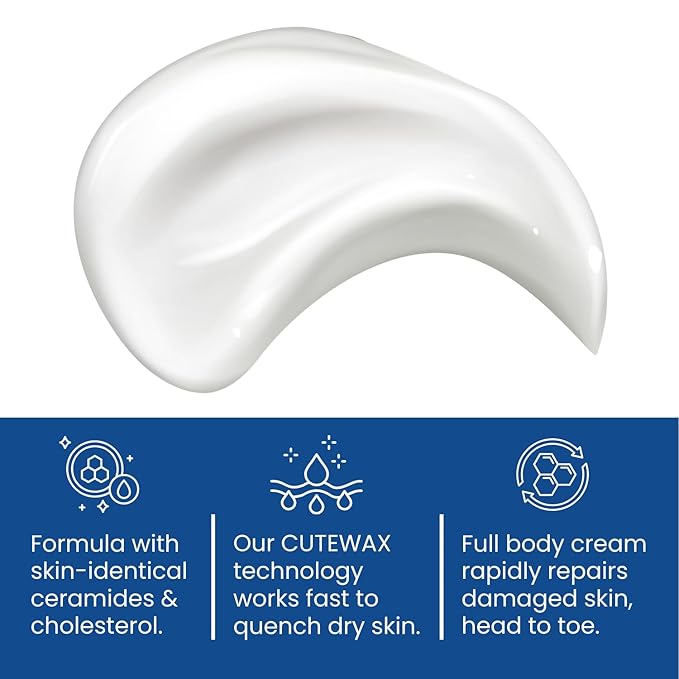 Cutemol CM Emollient Cream - Natural Beeswax & Ceramides for Dry, Damaged Skin (2.75 oz)