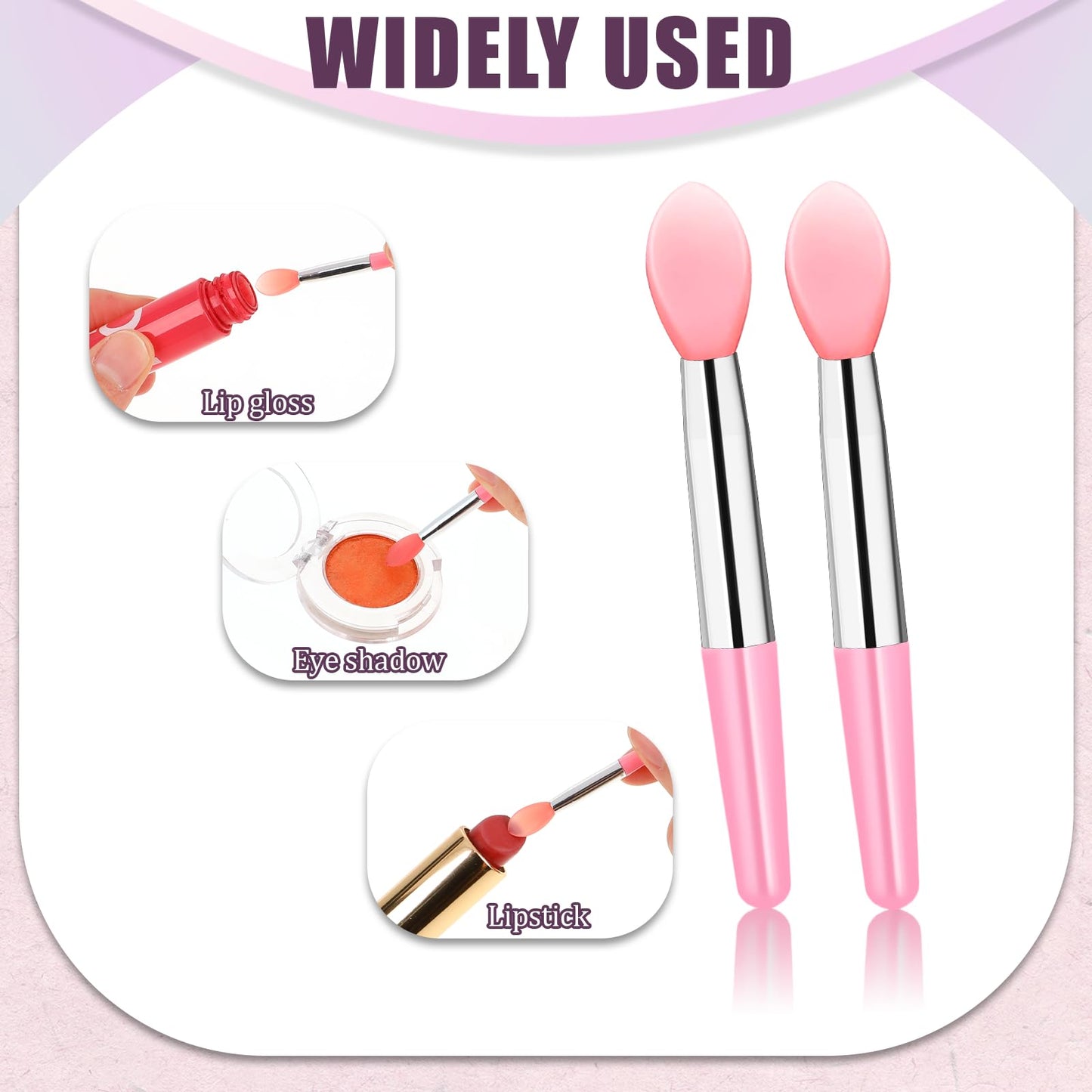 12Pcs Silicone Lip Brush Reusable Lipstick Applicator Wands Brushes Makeup Beauty Lip Mask Applicator for Eyebrow Lipstick Gloss Balm and Other Cream Makeup Products(Pink)