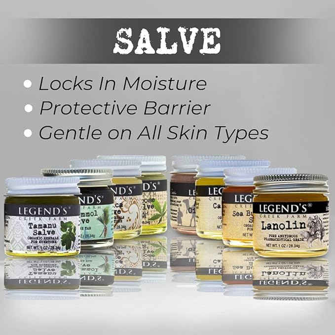 Legend's Creek Farm Herbal Salve - Healing Ointment with Sea Buckthorn Oil & St. John’s Wort - Natural Balm for Dry Skin & Skin Irritations - 1oz. Healing Balm Handmade in USA (Sea Buckthorn)