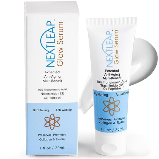Tranexamic Acid Serum (10%), Niacinamide and Copper Peptides - Patented Anti Aging Skincare Glow Cream-Serum with TXA for the Face, Neck and Even Hands - Lightweight, Fast Absorbing Skincare - 1 Fl Oz