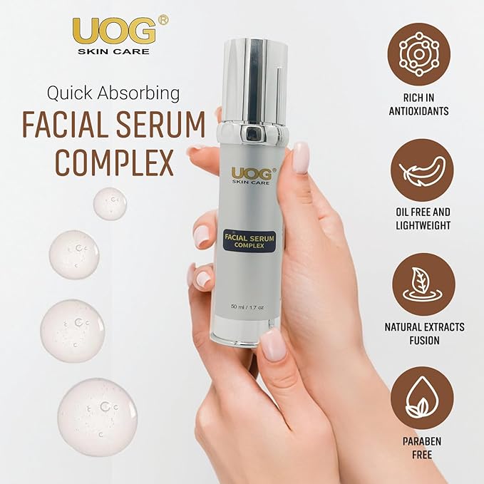 UOG (United One) Eyelash Adhesive Glue Face Serum Complex – Hydrating & Firming Face Serum| Lifts, Tightens & Improves Skin Texture | Reduces Fine Lines & Wrinkles for Neck & Jawline | 30ml/1.0oz