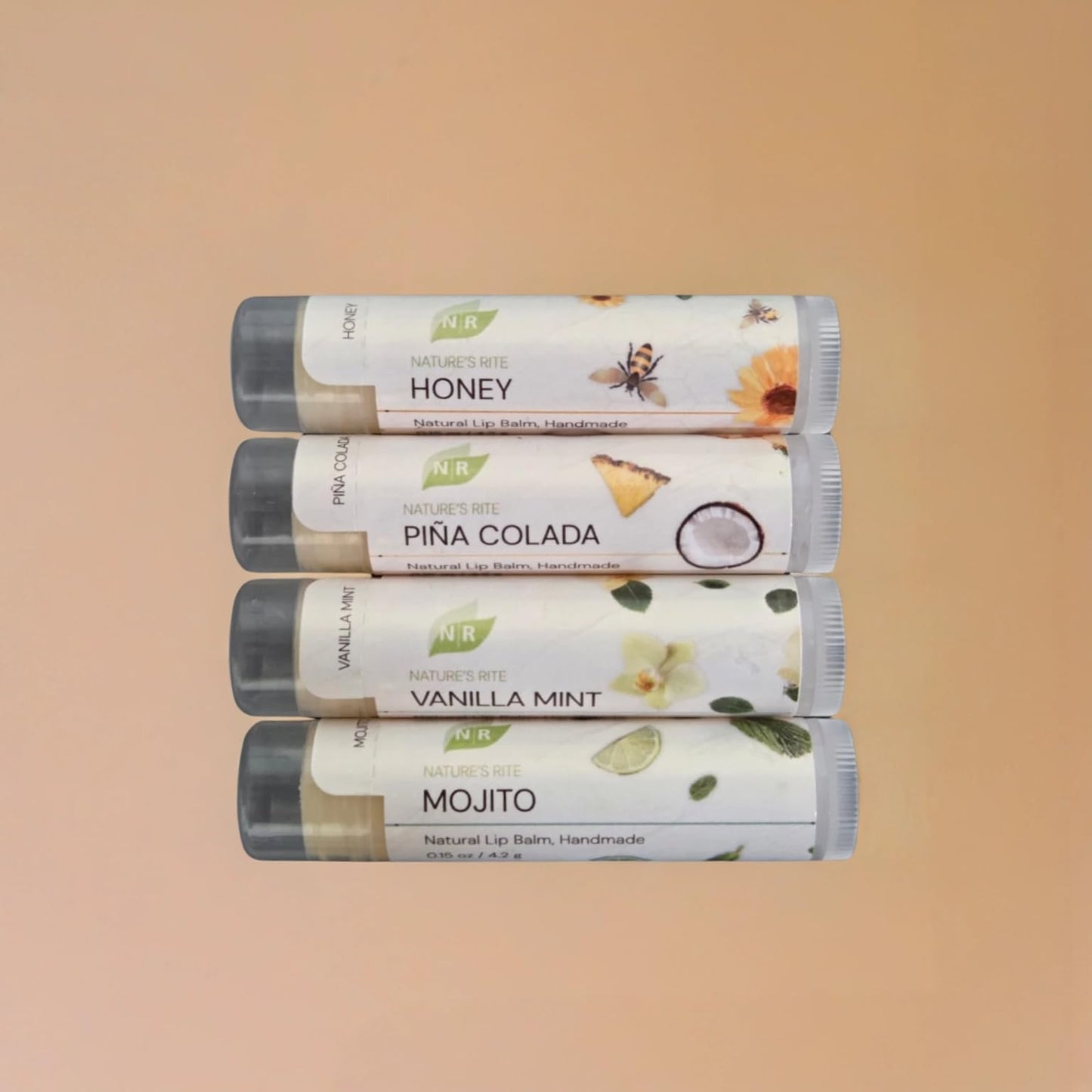 Handmade Lip Balm Set – 4 Natural Flavors – Deep Moisture for Soft, Hydrated Lips – All-Natural Ingredients – Perfect for Daily Care