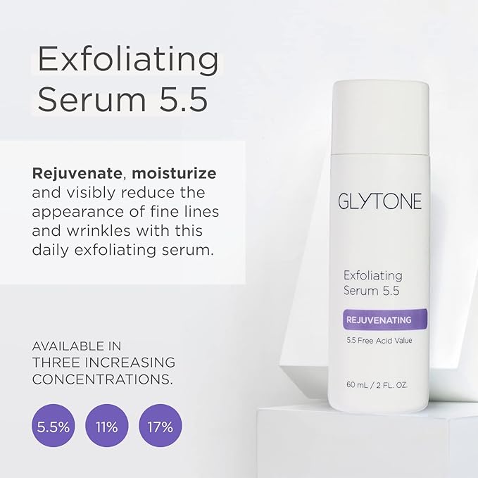 Glycolic Acid Exfoliating Serum 5.5% PFAV | Face & Body Exfoliator for All Skin | Reduces Fine Lines, Wrinkles, Dark Spots & Pore | Non-Comedogenic, Fragrance-Free | AHA Facial exfoliator | 2 Fl oz
