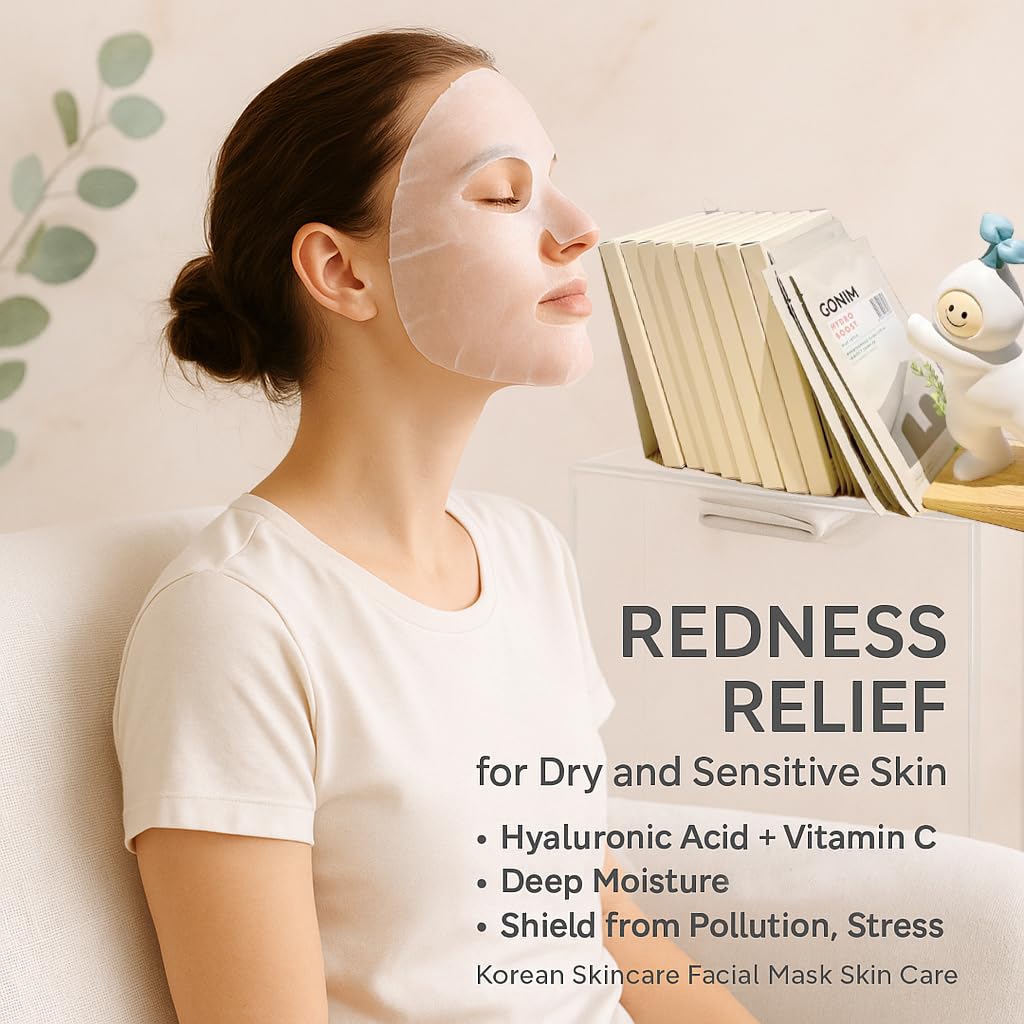 GONIM Face Mask Korean Skin Care with Hyaluronic Acid & Collagen Activation,Face Masks Skincare Hydration, Youthful-Looking & Moisturizing Sheet Mask for All Skin Korean Face Mask 5 Sheets