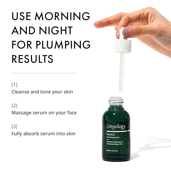 Depology CICA H.A Calm & Repair Serum | Reducing Discomfortable and Sensitivity Face Serum | Hydrating & Replenishing Facial Skin Care Product | Providing Relief from Redness Serum 1.01 fl.Oz