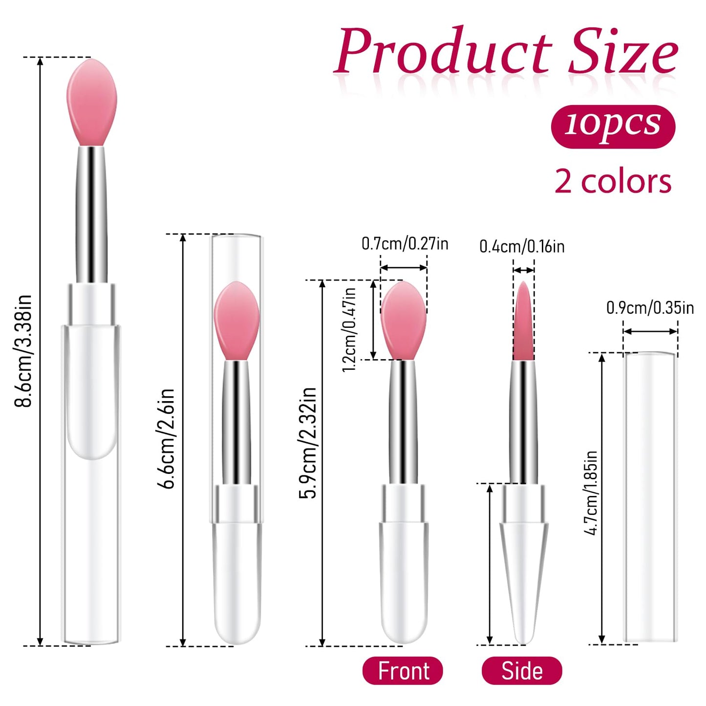 10Pcs Silicone Lip Brushes Tool, Reusable Lip Balm Applicator Lipstick Applicator Brushes with Caps Eyeshadow Lips Brush for Lipsticks, Lips Gloss and Other Cream Makeup Produts