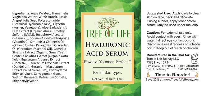 Tree of Life Beauty Facial Skin Care Set, Brightening, Firming, Hydrating, Dry Face, Dermatologist Tested - Retinol Serum and Hydrating Hyaluronic Acid - Skin Care Kit, 2 count of 1 Fl Oz