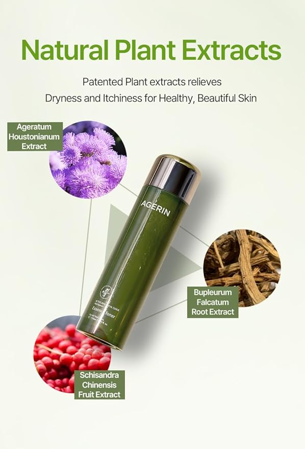Essence Toner with Ageratum for Sensitive and Dry Skin, Anti-Itch, Steroid Free, Skin Trouble Care, Calming Skin, Refreshing, Hydrating, Purifying, Cruelty Free, Vegan (4.39 Ounces)