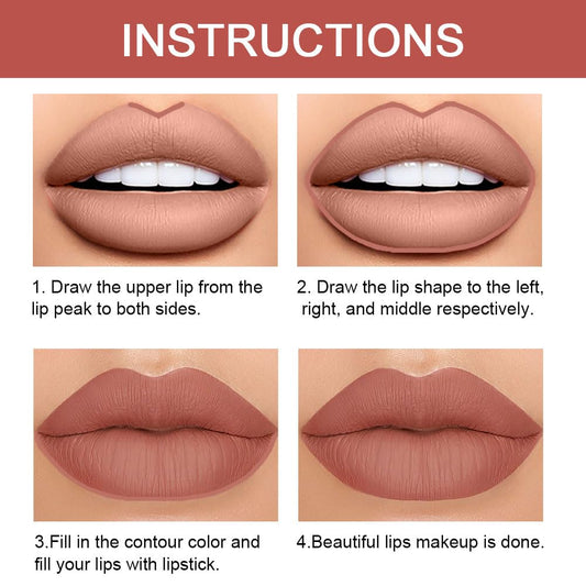 Kaely 2-in-1 Nude Brown Lip Liner & Lipstick Set Kit for Women, Matte Lips Kit with Lip Liner Lip Stains Long Lasting Waterproof 24 Hour Lipstick and Lip Liners Combo Lipliners Pencil Set 12